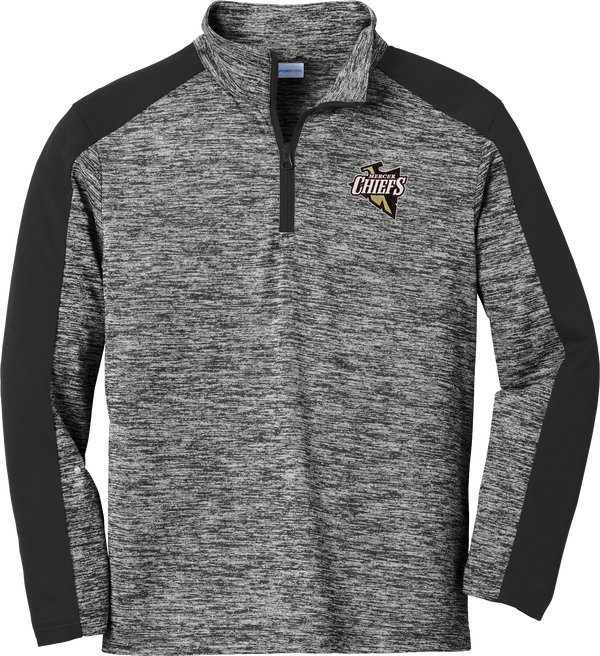 Mercer Chiefs Youth PosiCharge  Electric Heather Colorblock 1/4-Zip Pullover